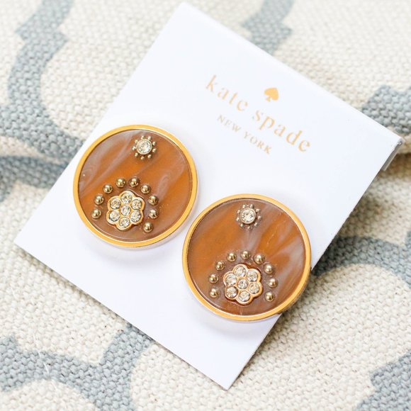 kate spade out of her shell enamel disc flower statement boho earrings - Picture 1 of 3